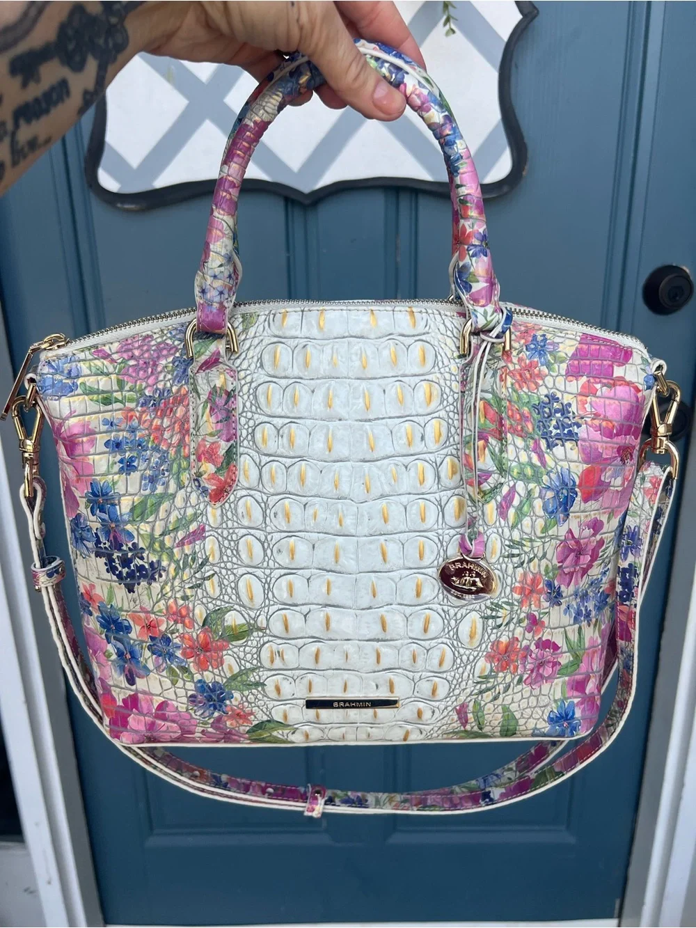BRAHMIN Melbourne (Medium) Duxbury Satchel Bag HOMEGROWN OMBRE Floral